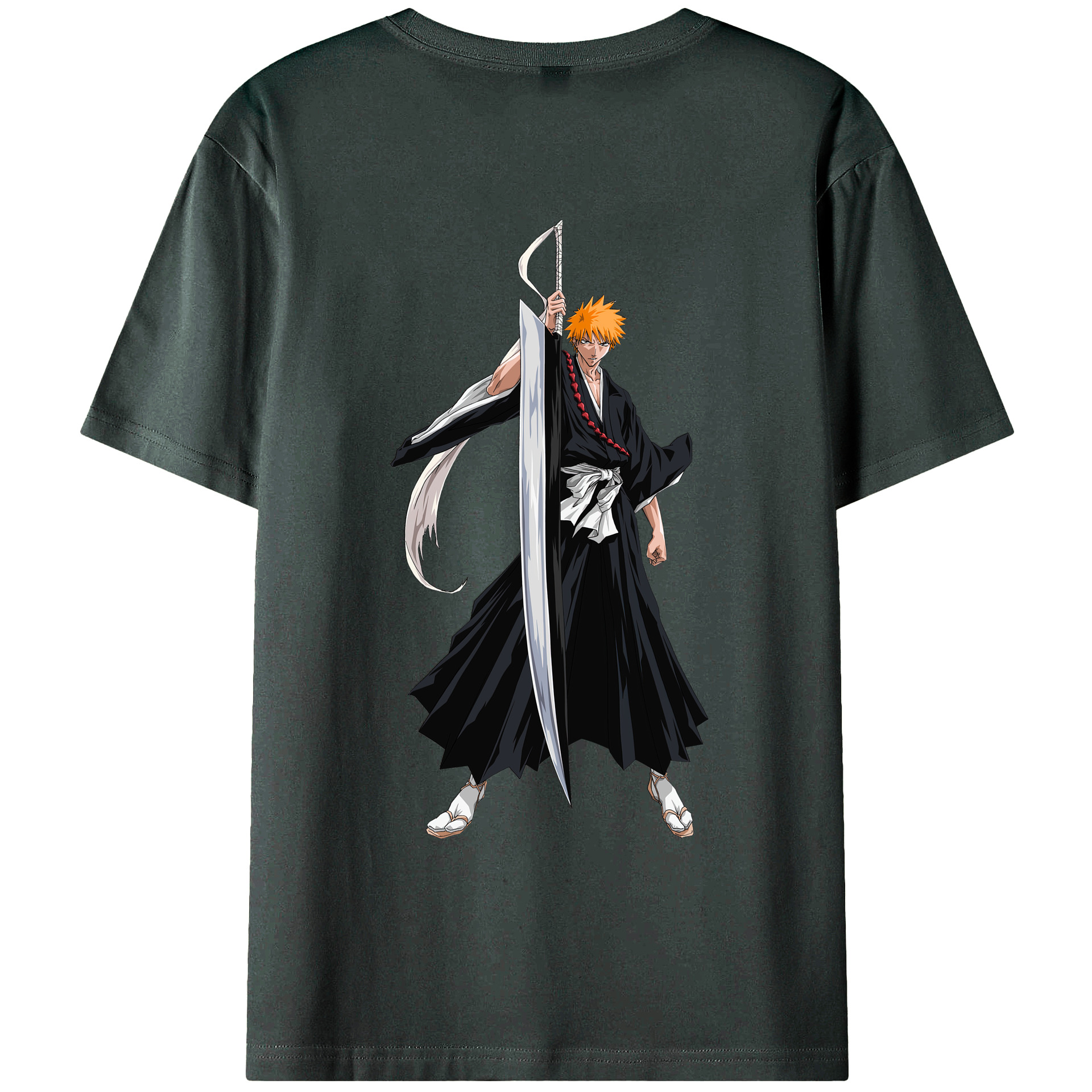 （画像用） ブリーチ 黒崎一護（くろさき いちご）BLEACH Kurosaki Ichigo 綿100％ メンズ半袖Tシャツ（バックプリント） 通気性
